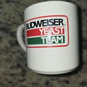 Budweiser Yeast Team White Mug with Red and Green Logo